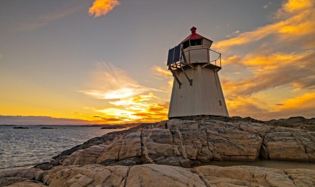 lighthouse, ocean, sunset, coast, marine, sea, navigation, nature, solarpanel, architecture, solar, panel, energy, brown energy