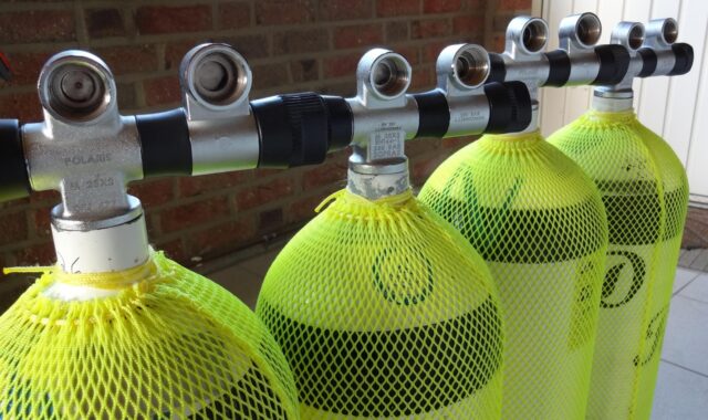 compressed air cylinders, dive, diving, breathing air