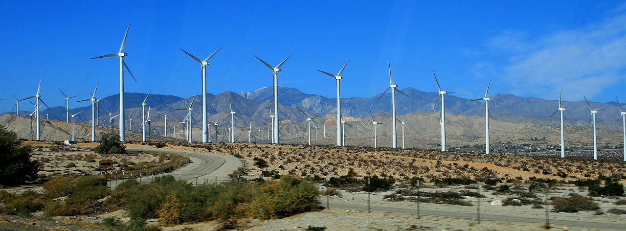 windmills, california, power, turbine, wind, landscape, desert, nature, technology, electric, resource, energy, generator, electricity, blue technology, blue desert, blue energy, blue power