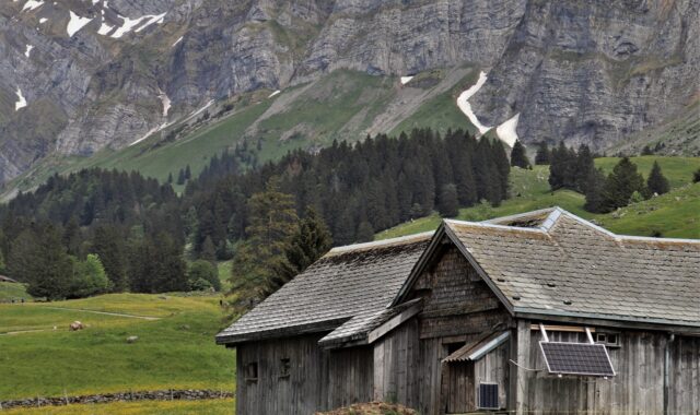 gray mountain, wilderness, hut, the region of santis, alm, the gray house, hat, solar panels, barn, above, wooden house, grey landscape, grey nature, alpine trails, appenzell, santis switzerland, the swiss alps, overlap, alpine panorama, chicken coop, the roof is wooden, used, weathering, the building of the old, solar panels, solar panels, solar panels, solar panels, solar panels